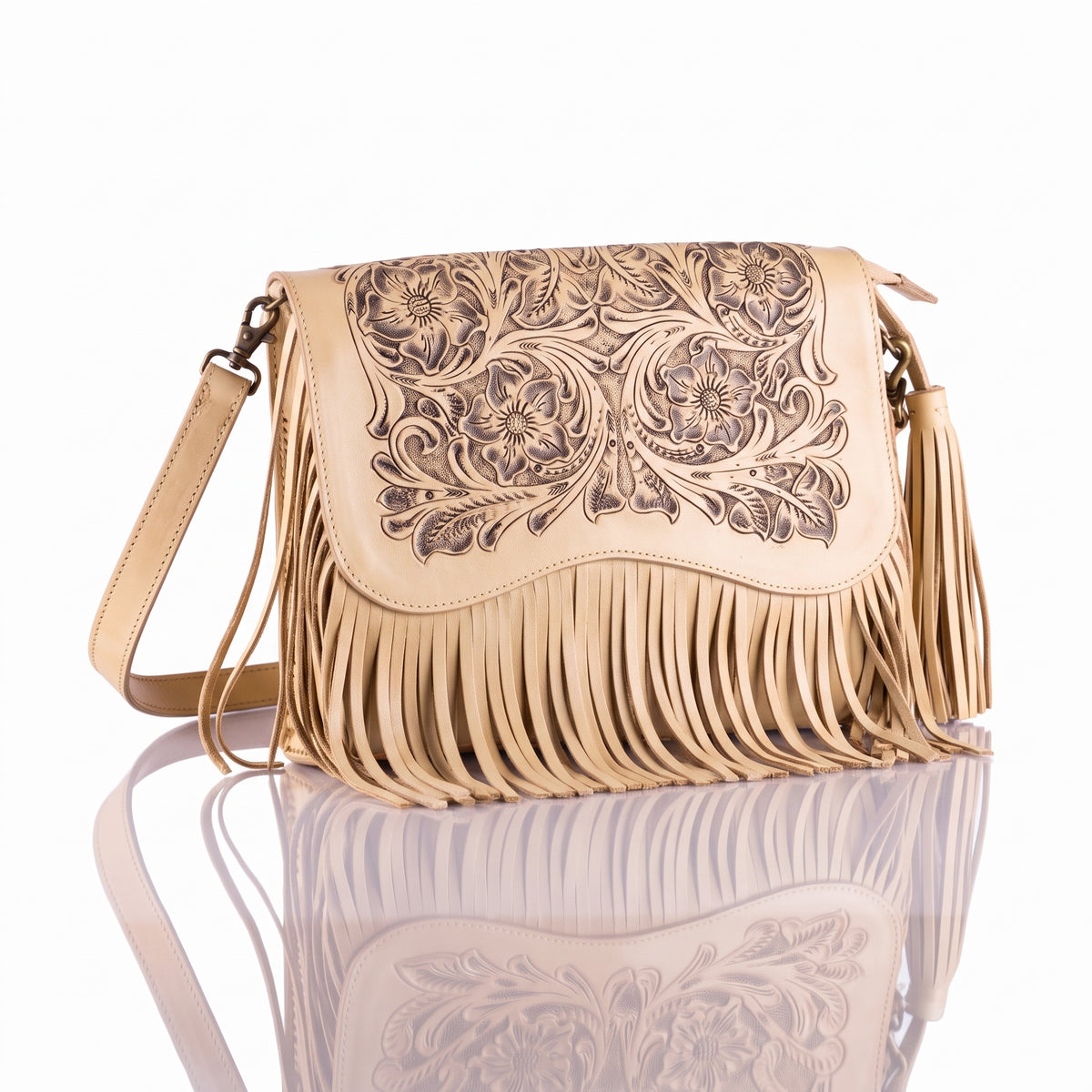 Luna Hand-Tooled Fringe Crossbody