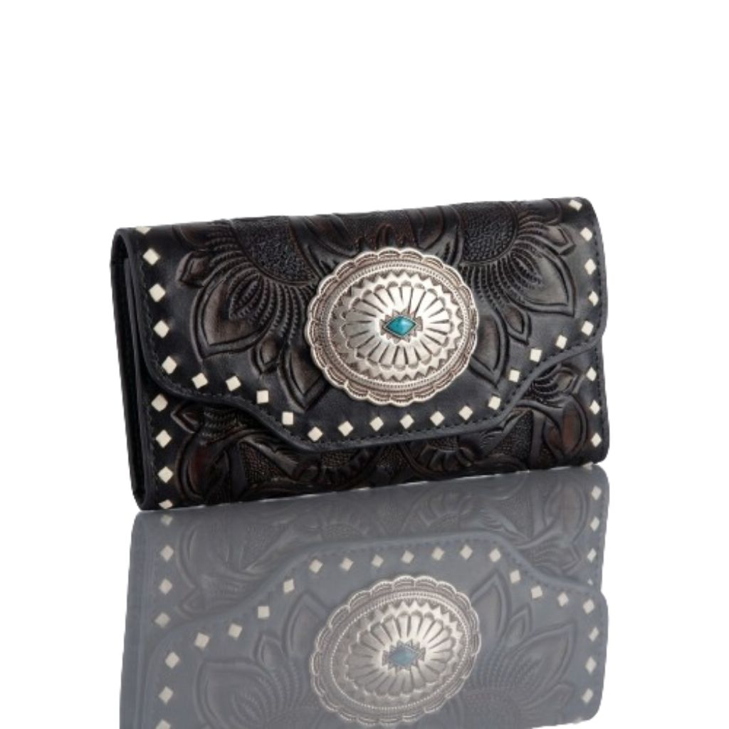 Aurora Hand-Tooled Wallet with Antiqued
