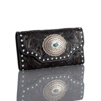 Aurora Hand-Tooled Wallet with Antiqued