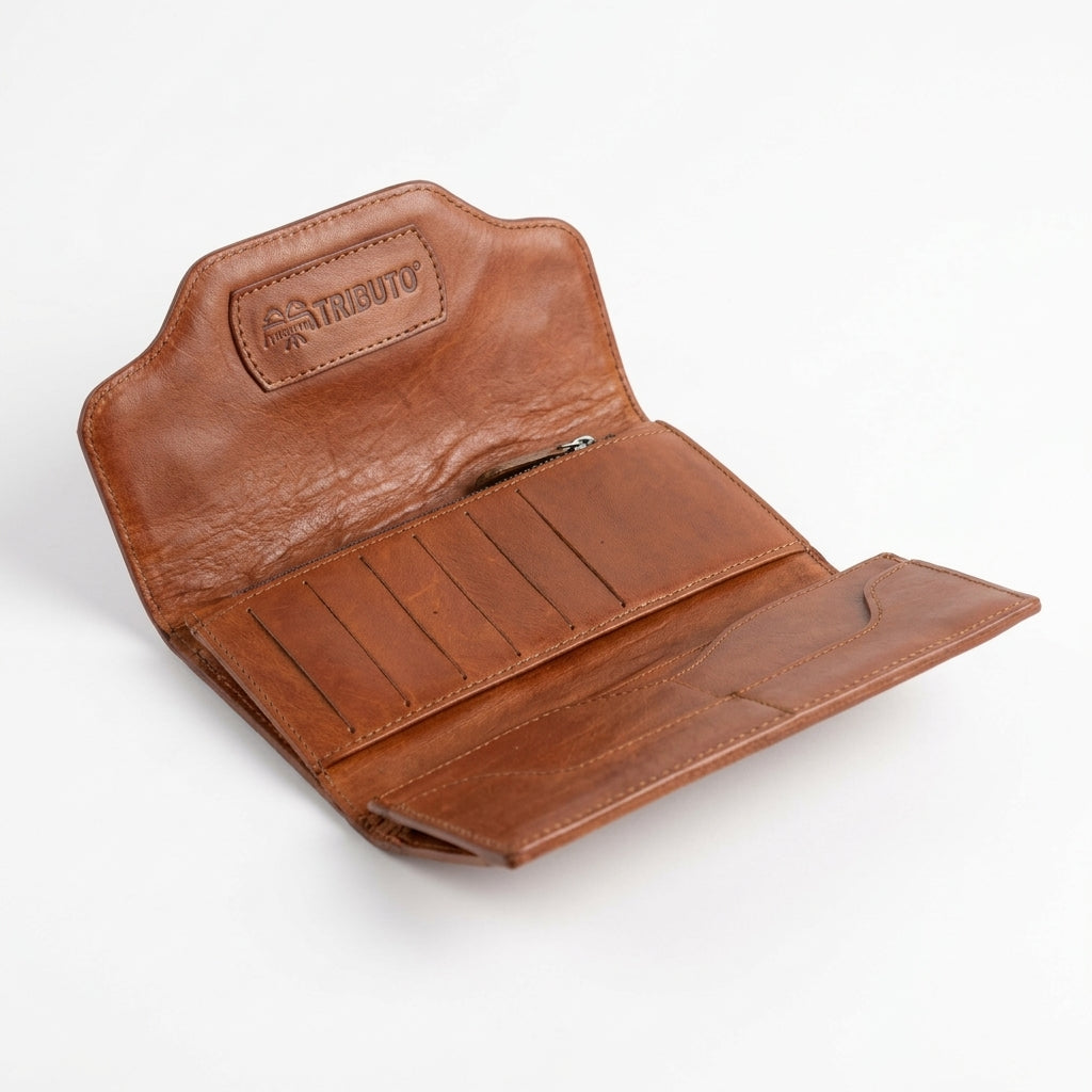 Aurora Hand-Tooled Wallet with Stone