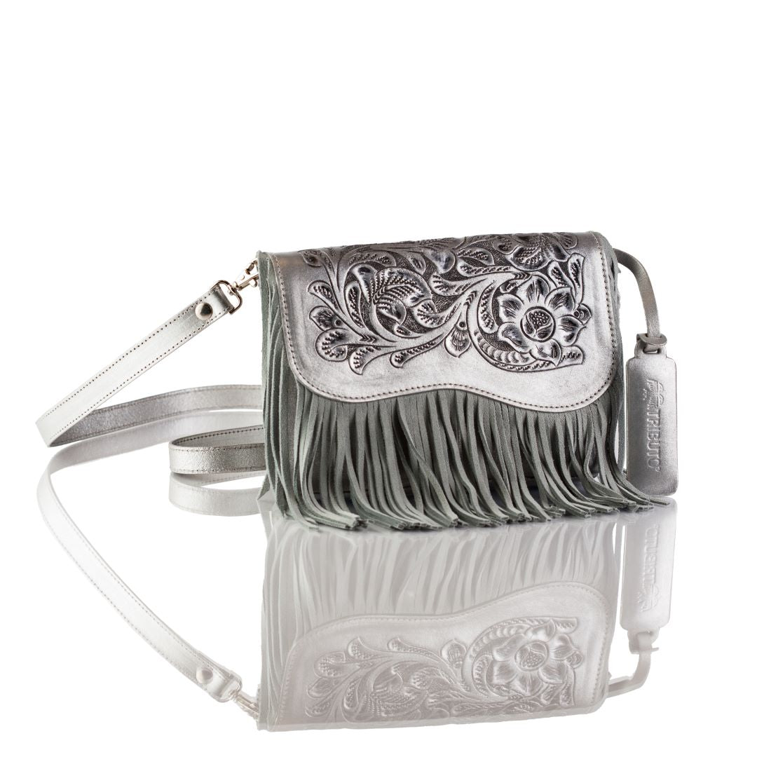 Adelita Hand-Tooled Fringe Clutch