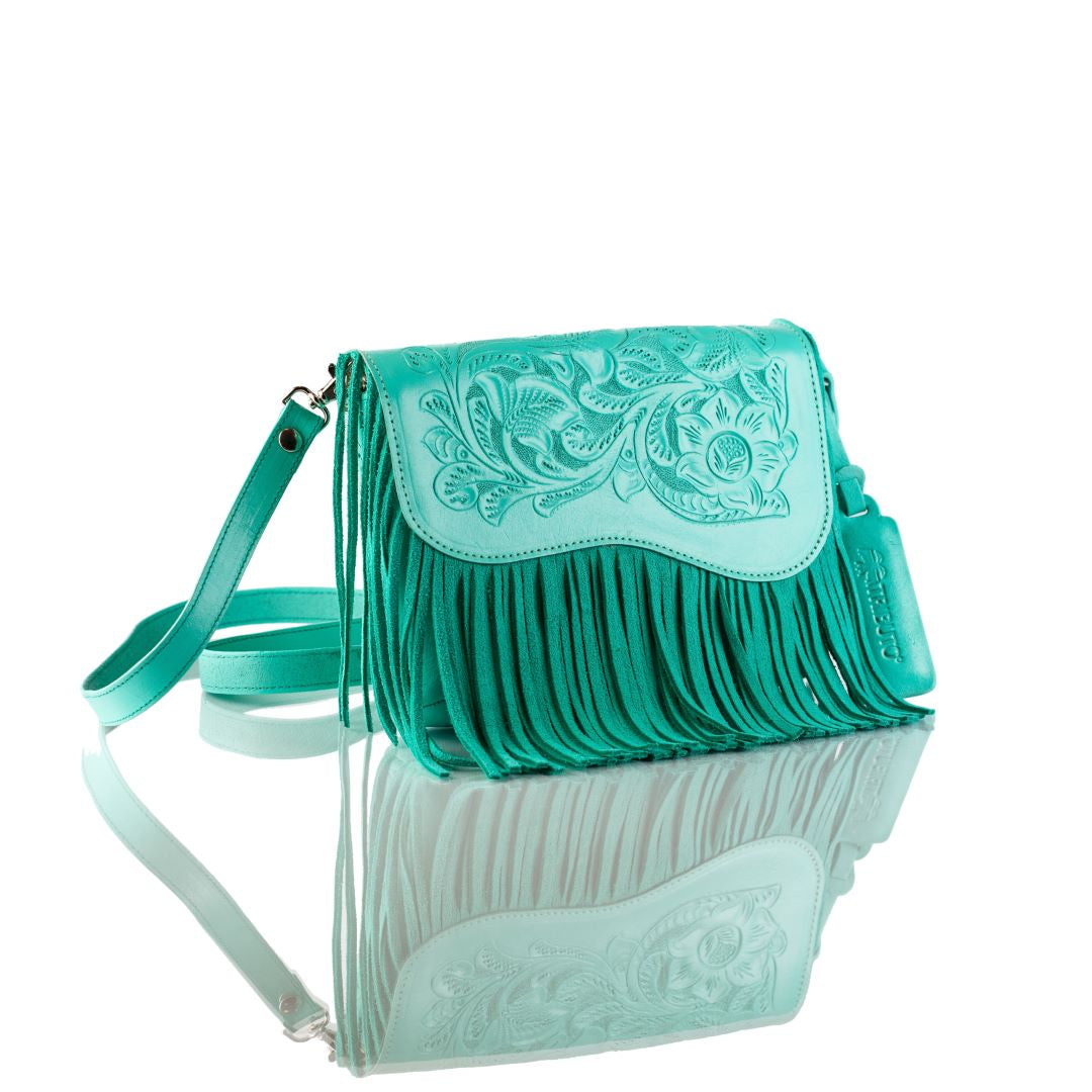 Adelita Hand-Tooled Fringe Clutch