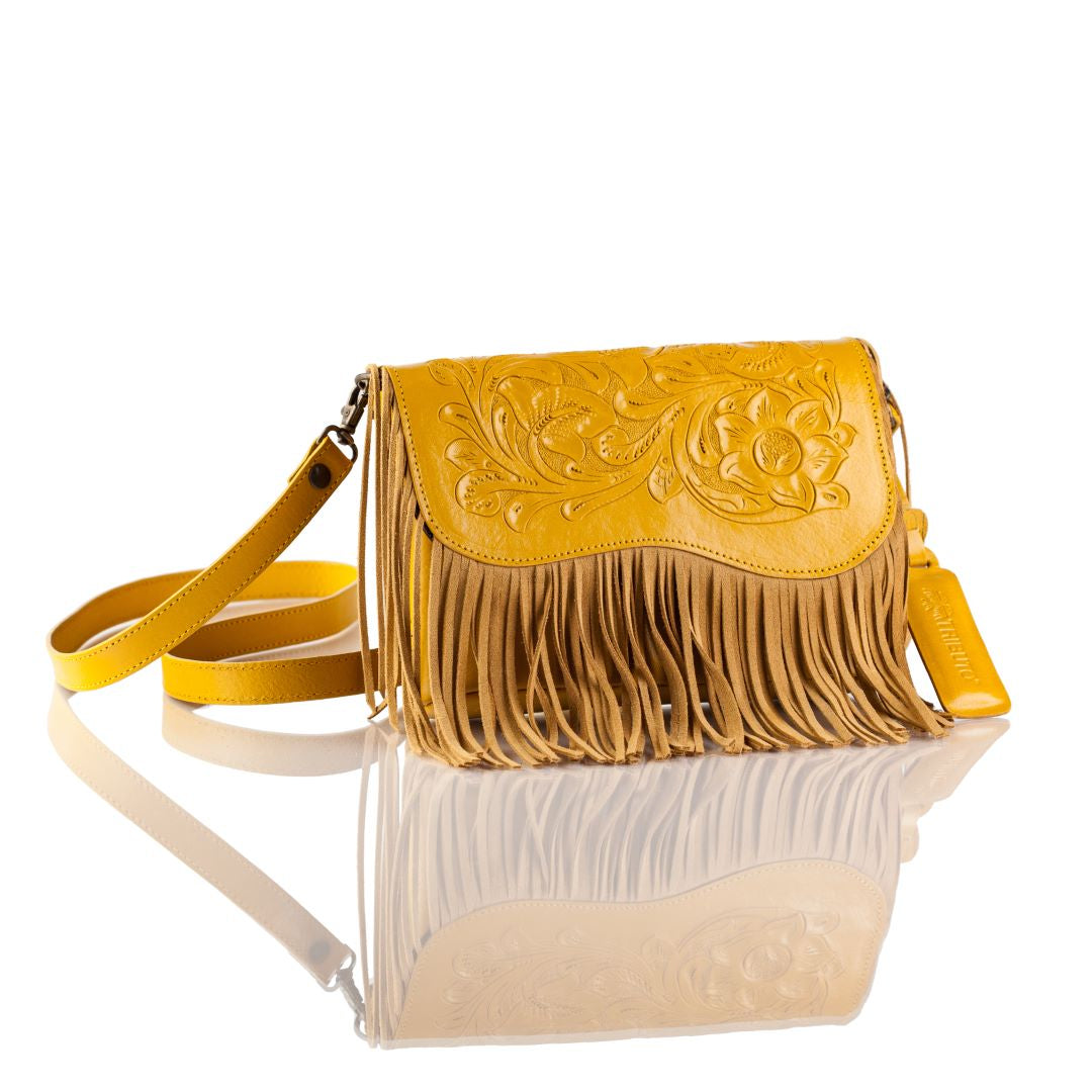 Adelita Hand-Tooled Fringe Clutch