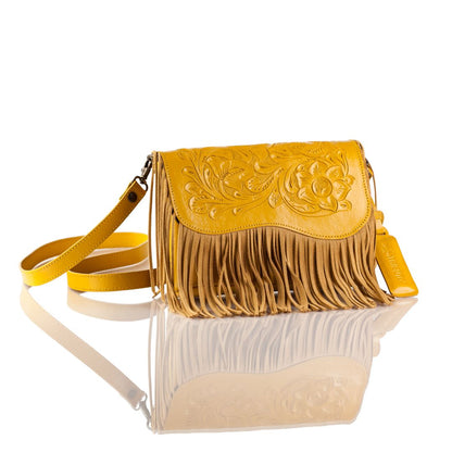 Adelita Hand-Tooled Fringe Clutch