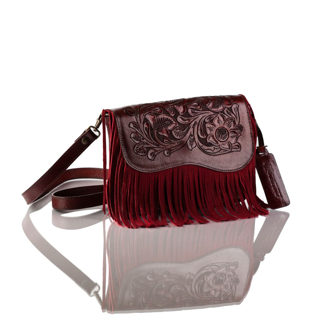 Adelita Hand-Tooled Fringe Clutch