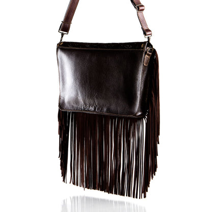 Totem Messenger Hand-Tooled Fringe Bag