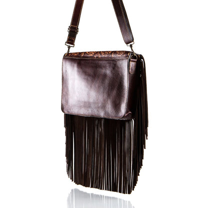 Totem Messenger Hand-Tooled Fringe Bag