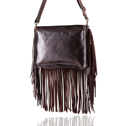 Totem Messenger Hand-Tooled Fringe Bag