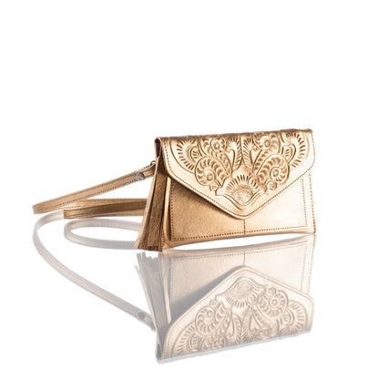 Maria Hand-Tooled Crossbody Wallet