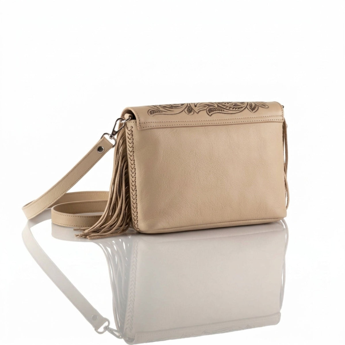 Adelita Hand-Tooled Fringe Clutch