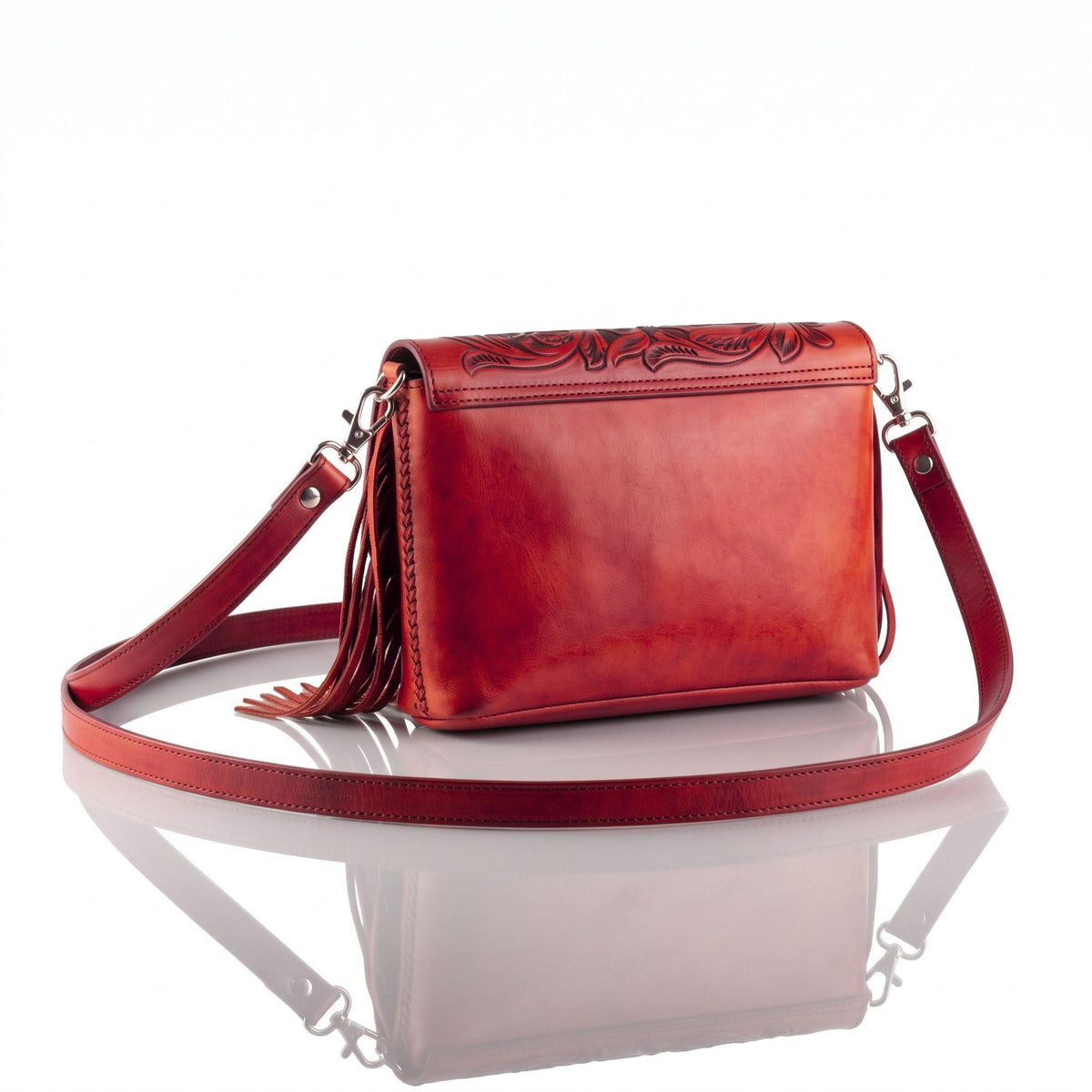 Adelita Hand-Tooled Fringe Clutch