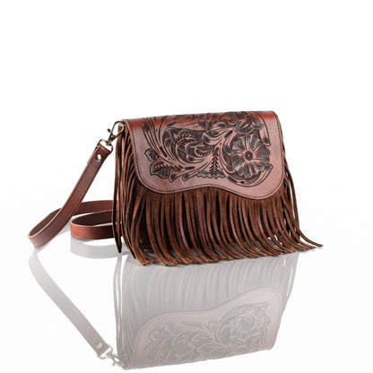 Adelita Hand-Tooled Fringe Clutch