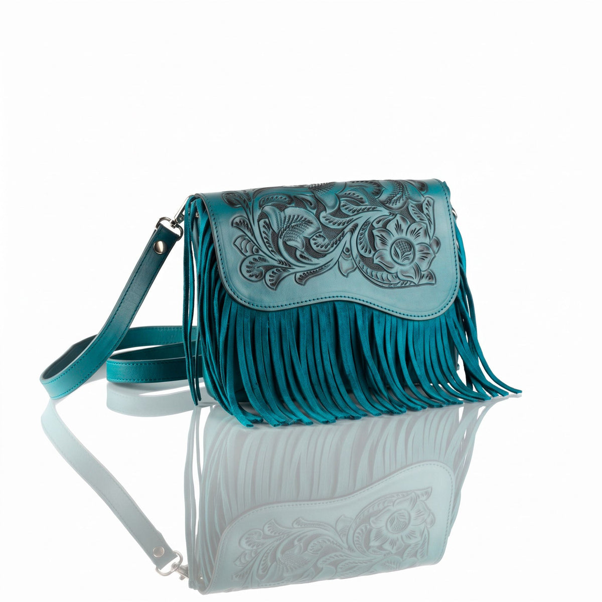 Adelita Hand-Tooled Fringe Clutch