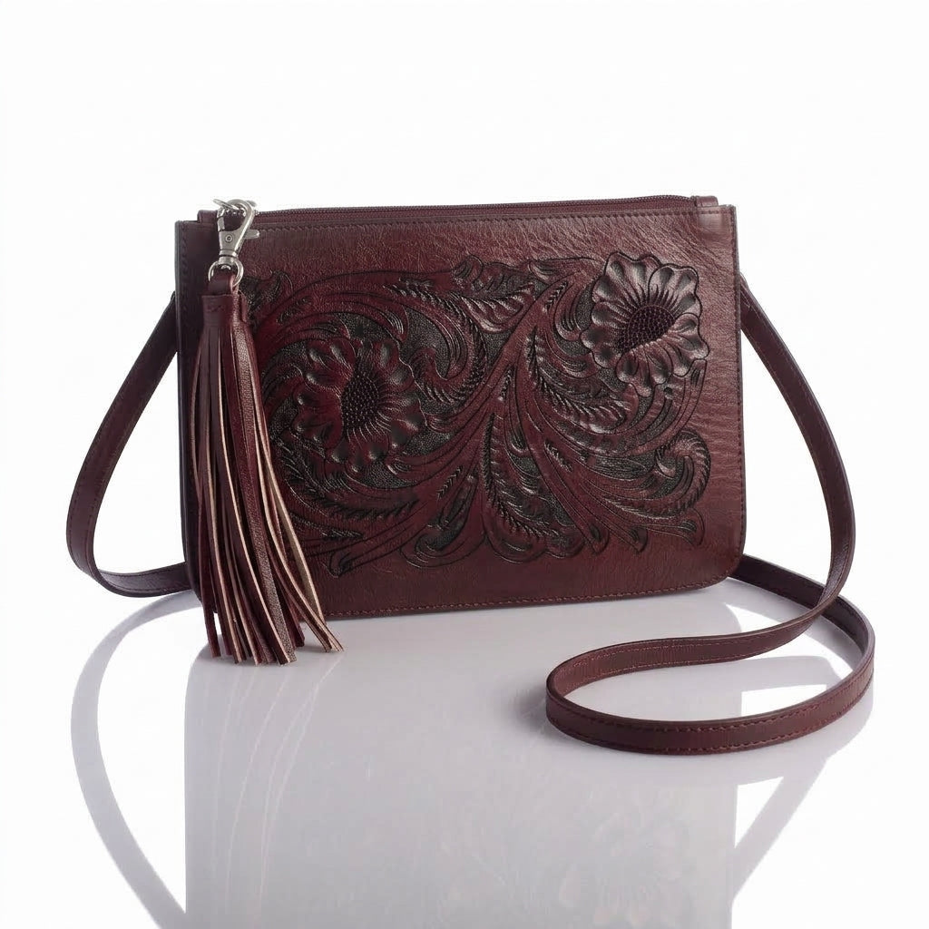 Hand-Tooled Slim Crossbody