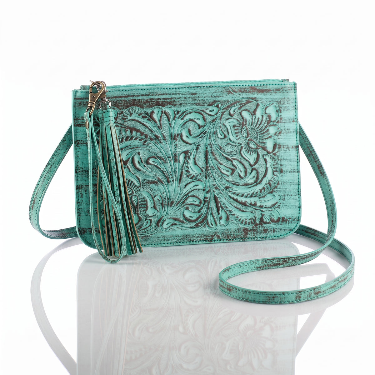 Hand-Tooled Slim Crossbody