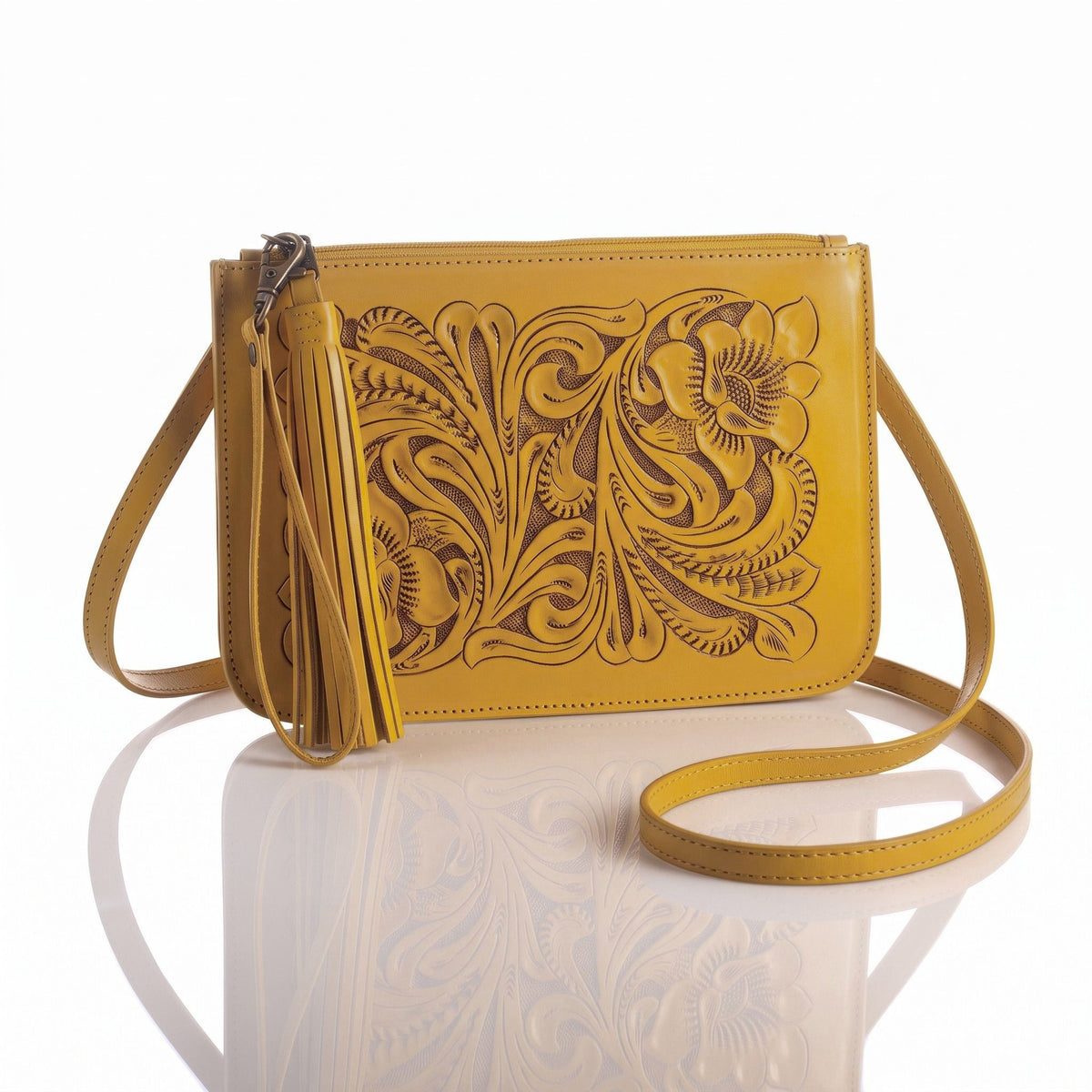Hand-Tooled Slim Crossbody