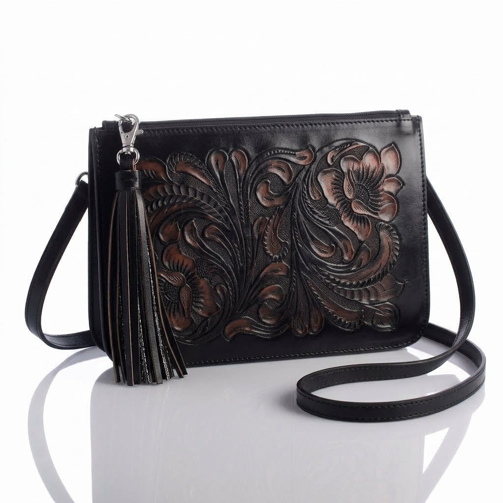 Hand-Tooled Slim Crossbody