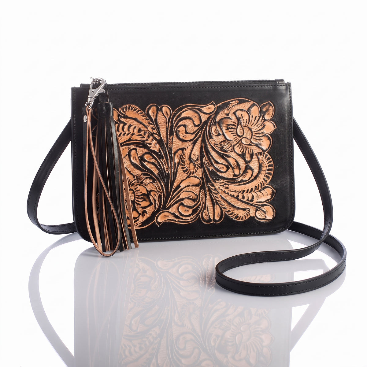 Hand-Tooled Slim Crossbody