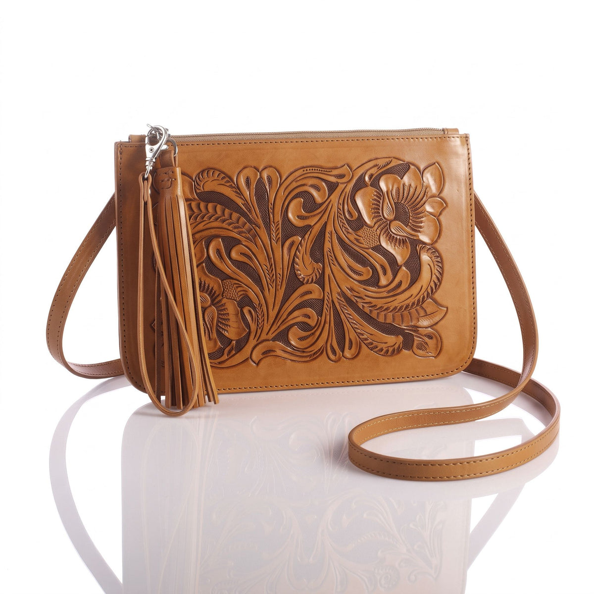 Hand-Tooled Slim Crossbody
