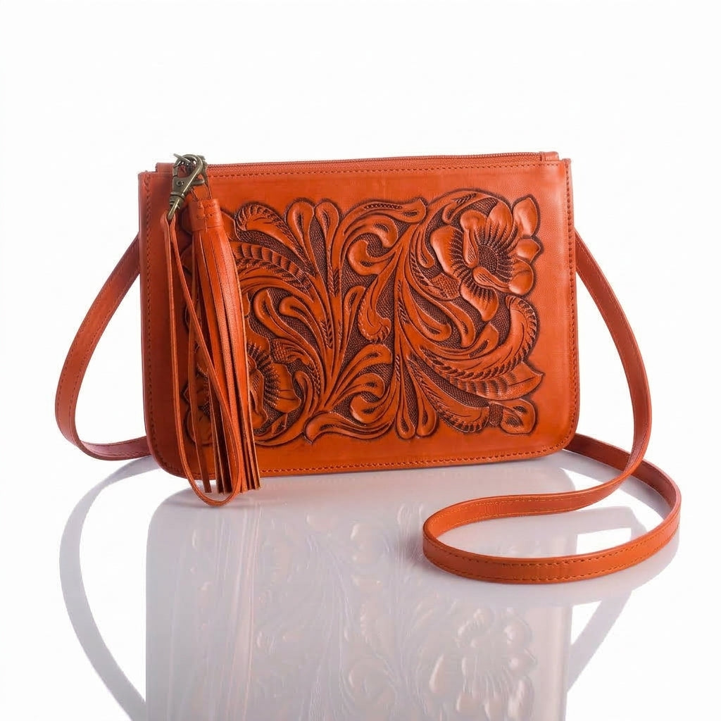 Hand-Tooled Slim Crossbody