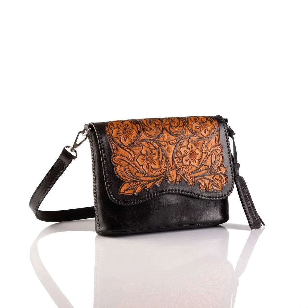 Luna Hand-Tooled Crossbody