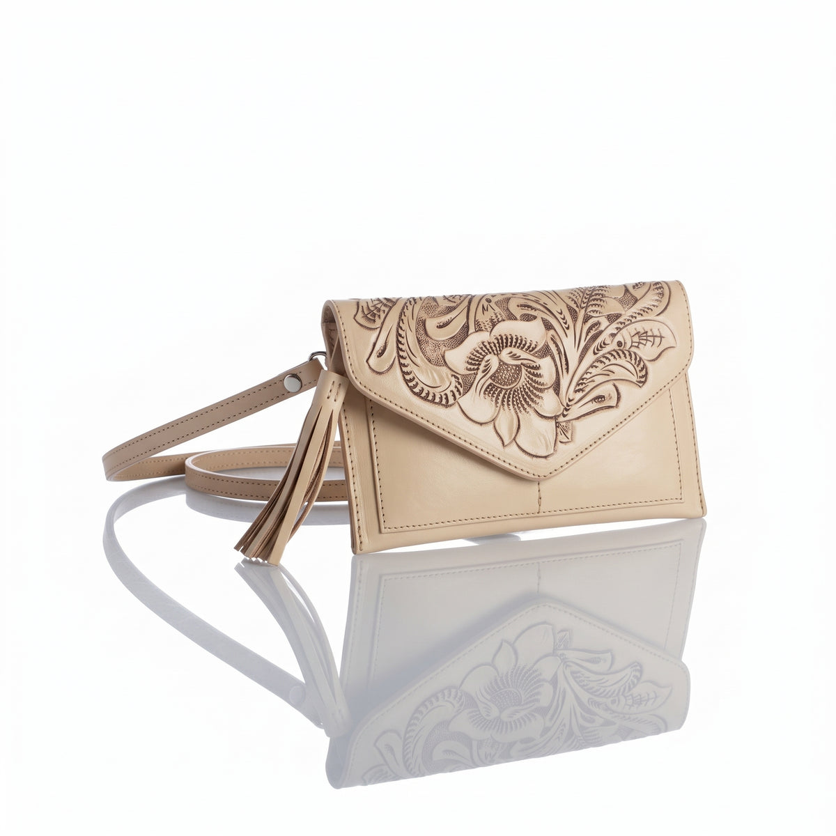 Maria Hand-Tooled Crossbody Wallet