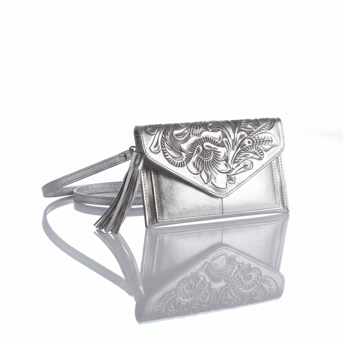 Maria Hand-Tooled Crossbody Wallet
