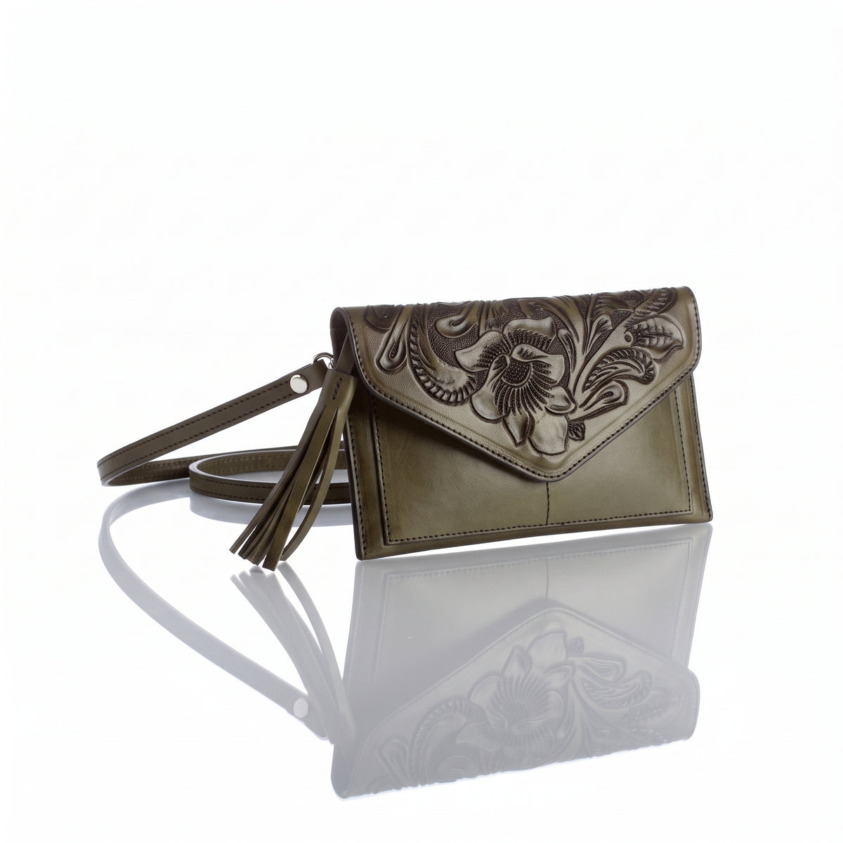 Maria Hand-Tooled Crossbody Wallet