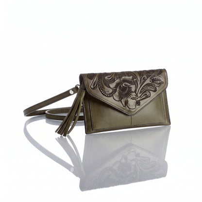 Maria Hand-Tooled Crossbody Wallet