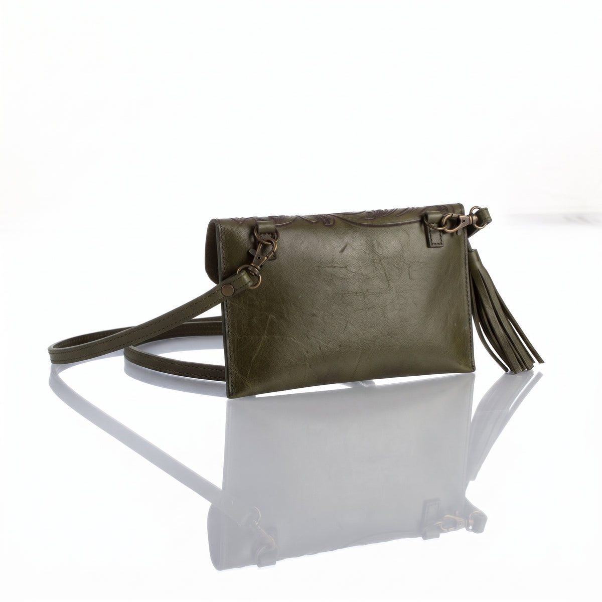 Maria Hand-Tooled Crossbody Wallet