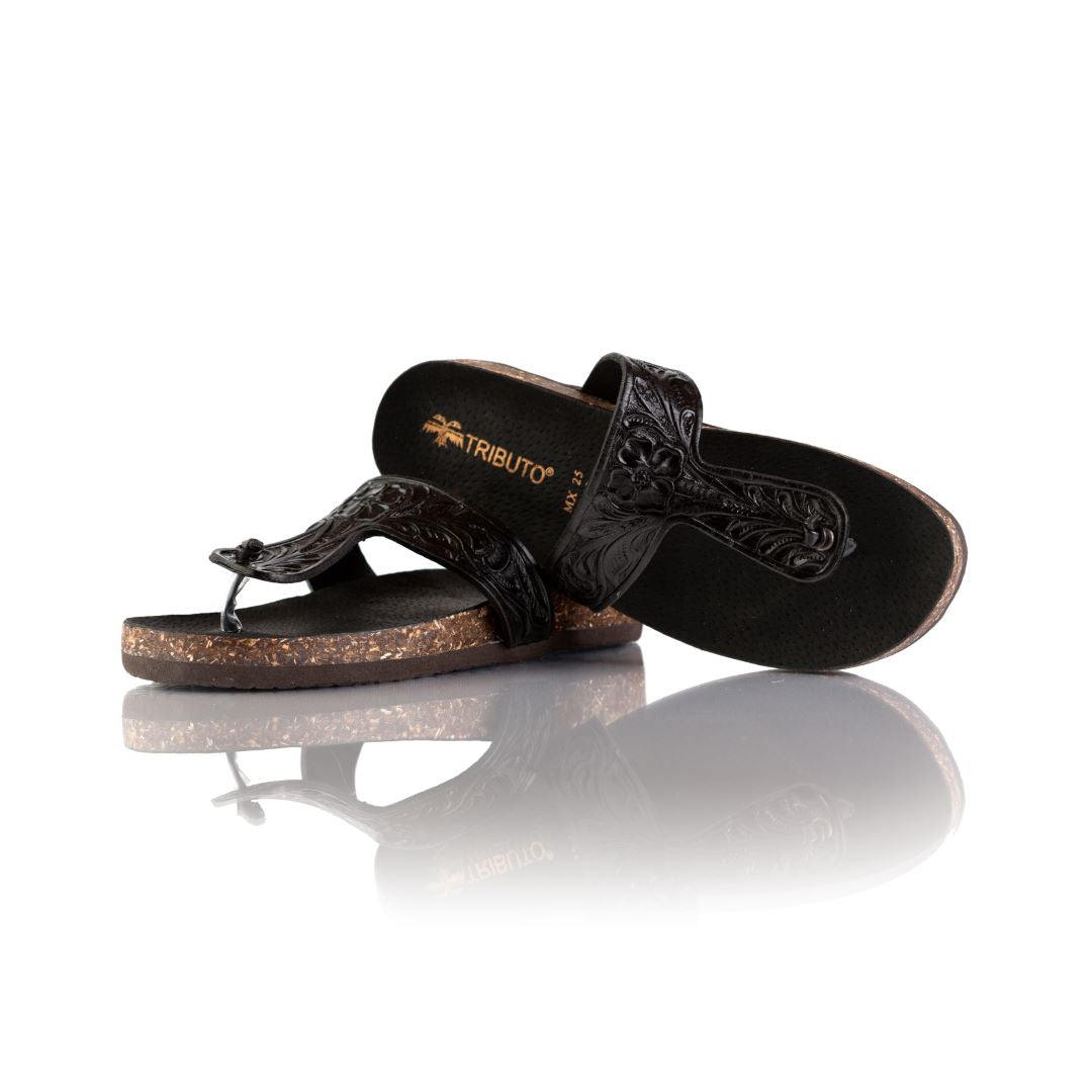 Hand-Tooled Tributo Sandals