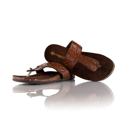 Hand-Tooled Tributo Sandals