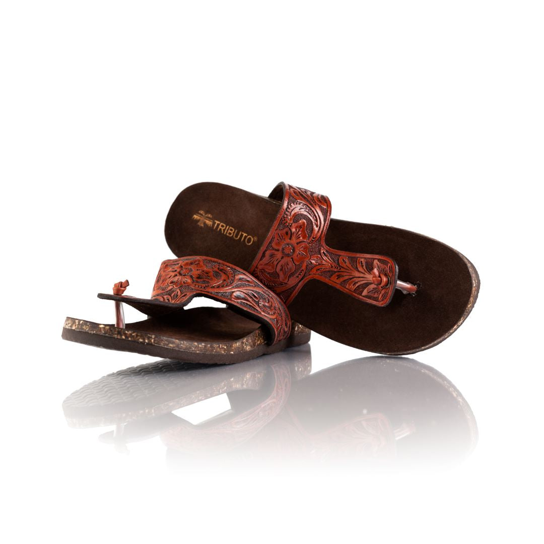 Hand-Tooled Tributo Sandals