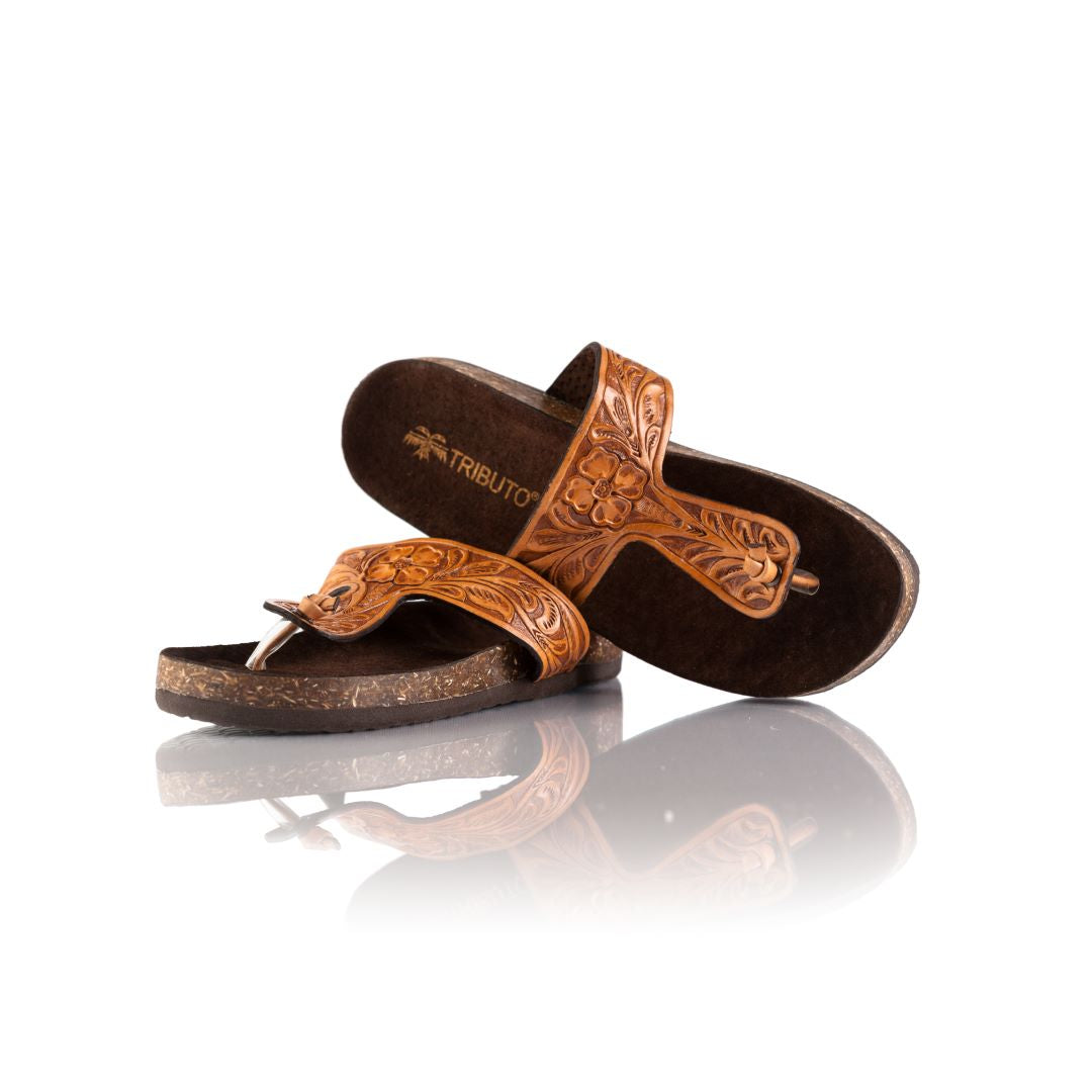 Hand-Tooled Tributo Sandals
