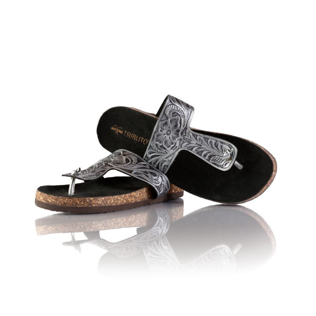Hand-Tooled Tributo Sandals