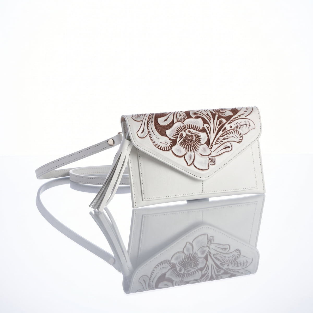 Maria Hand-Tooled Crossbody Wallet